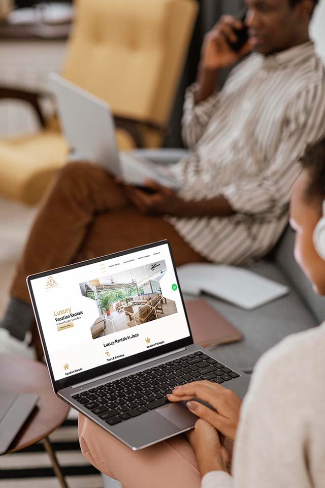 Person viewing a Vacation Rental website by Pacific Person viewing a Vacation Rental website by Pacific