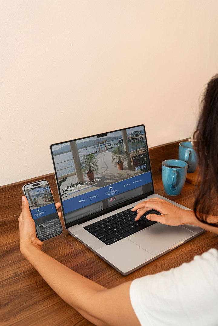 Viewing website design on computer and phone